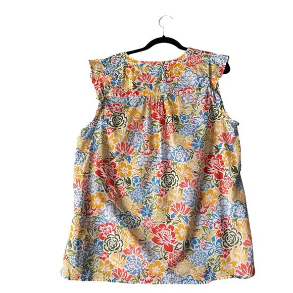 Talbots Women's Blossom Garden Shell Top White Multi Floral Print Cotton Size XL - Picture 4 of 7